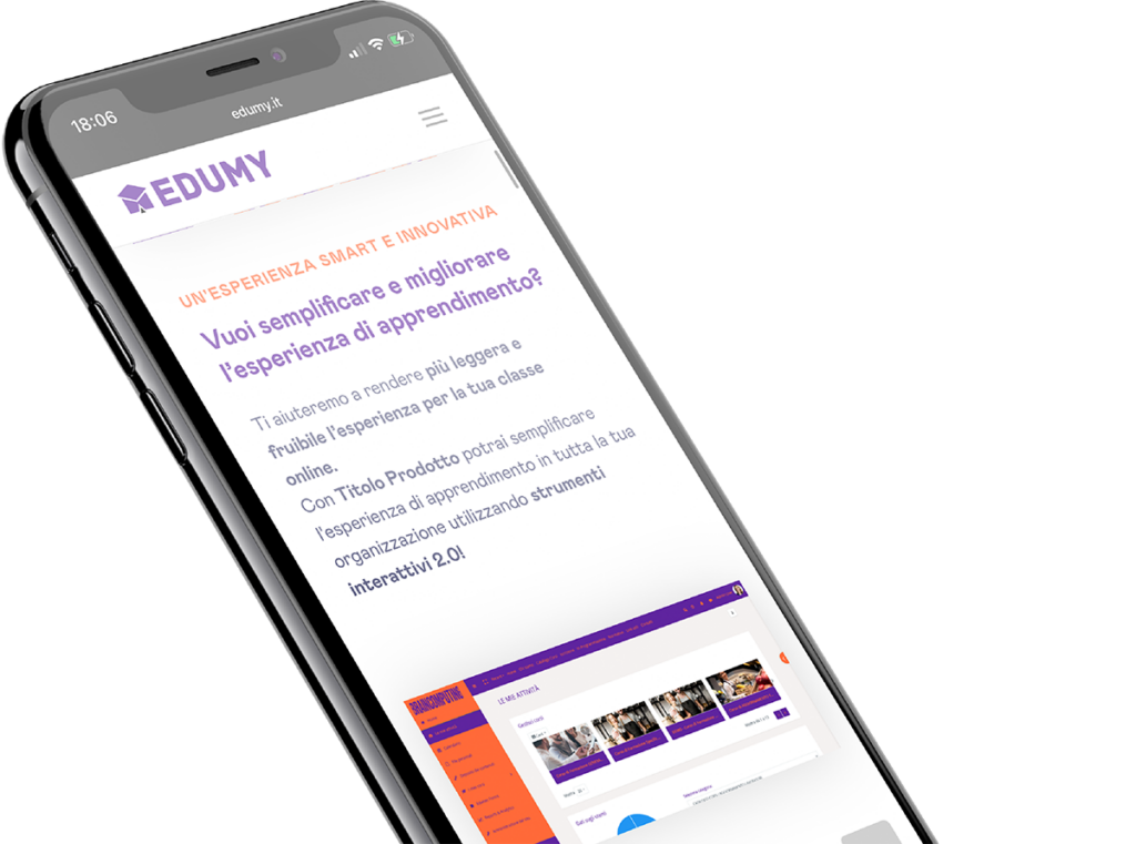 La piattaforma Learning Management System Edumy funzionante nei più recenti dispositivi mobile