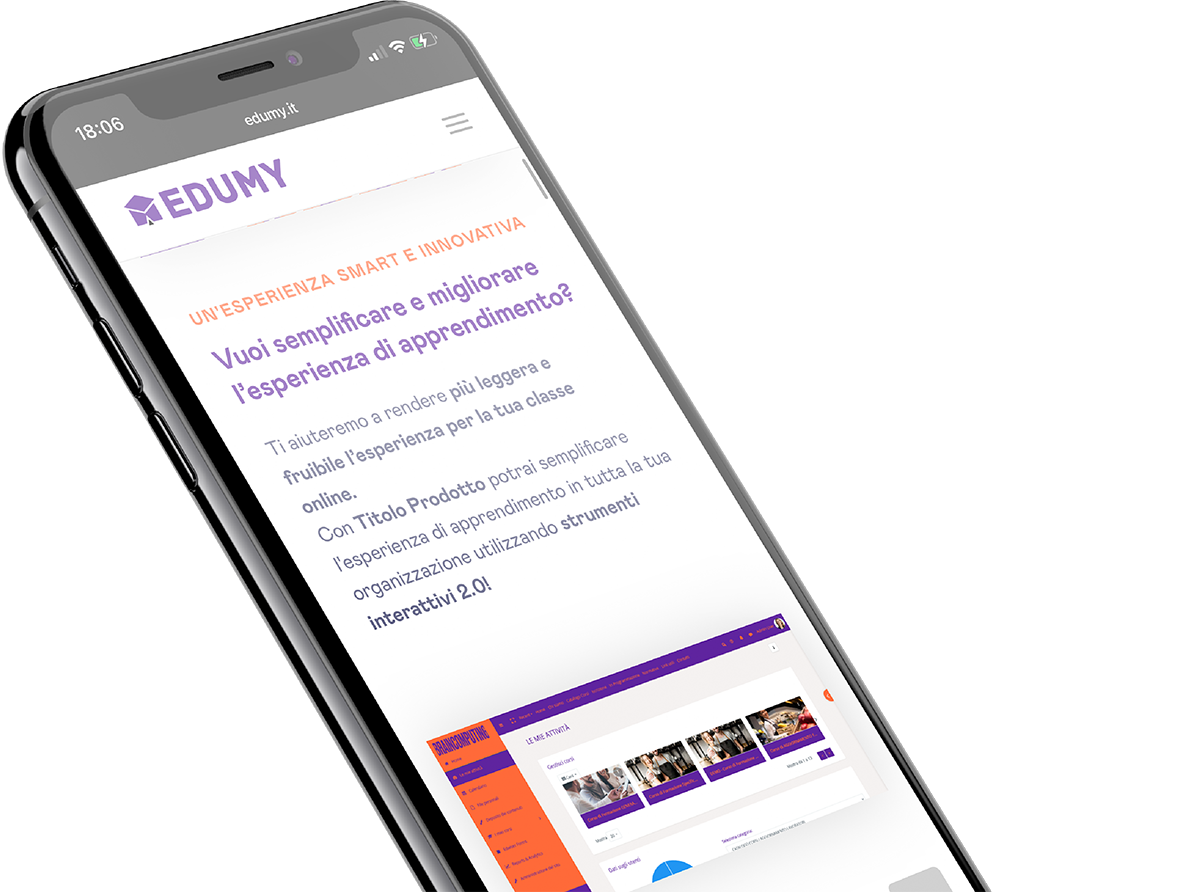 La piattaforma Learning Management System Edumy funzionante nei più recenti dispositivi mobile