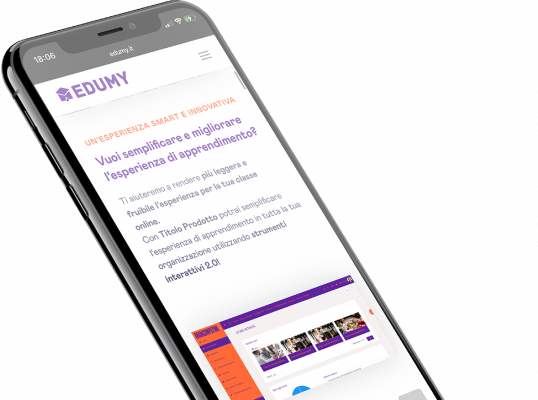 La piattaforma Learning Management System Edumy funzionante nei più recenti dispositivi mobile